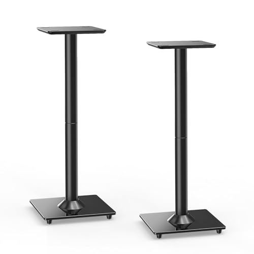 ELIVED Universal Floor Speaker Stands for Surround Sound, 31 Inch Height Bookshelf Speaker Stands Each Hold Up to 22lbs, Floorstanding Shelf Speaker Stand Built-in Cable Management, Black, 1 Pair