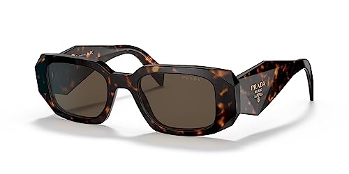 Prada PR 17WS 2AU8C1 Tortoise Plastic Rectangle Sunglasses Brown Lens