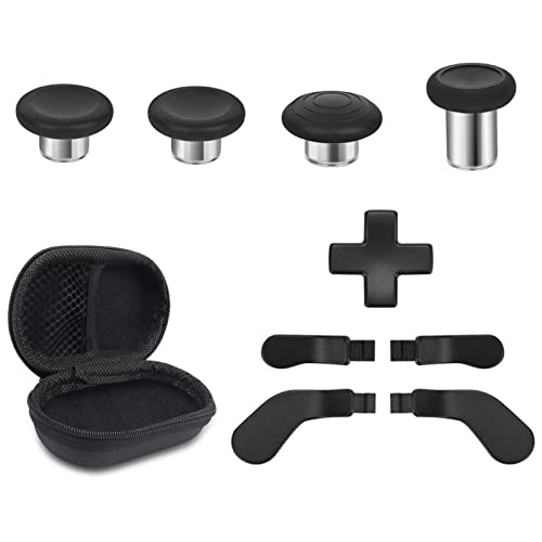 Metal Replacement Thumbsticks for Xbox Elite Controller Series 2 Core,Component Pack Includes 4 Swap Magnetic Joysticks,4 Paddles,1 Standard D-Pads, Accessories Parts for Xbox One Elite 2(Black)
