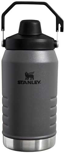 Stanley Iceflow Fast Flow Jug | Recycled Stainless Steel Water Tumbler | Keeps Drink Cold and Iced for Hours | Easy Carry Handle | 64 OZ | Charcoal