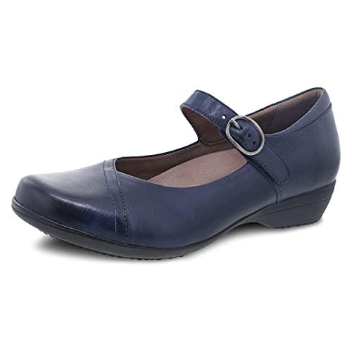 Dansko Fawna Mary Jane for Women - Cute, Comfortable Shoes with Arch Support - Versatile Casual to Dressy Footwear with Buckle Strap - Lightweight Rubber Outsole, Navy, 8.5-9 M US