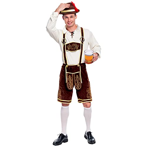 Spooktacular Creations Men’s German Bavarian Oktoberfest Costume Set for Halloween Dress Up Party and Beer Festival (Large)