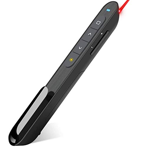 Wireless Presenter, Hyperlink Volume Control Presentation Clicker RF 2.4GHz USB PowerPoint Clicker Presentation Remote Control Pointer Slide Advancer (Black)