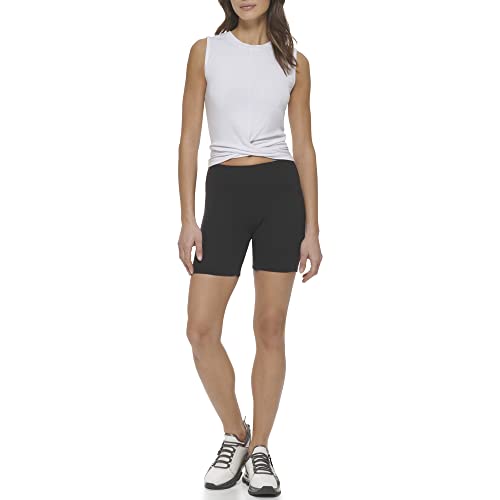 DKNY Women's Ribbed Bike Short High Waist, Black