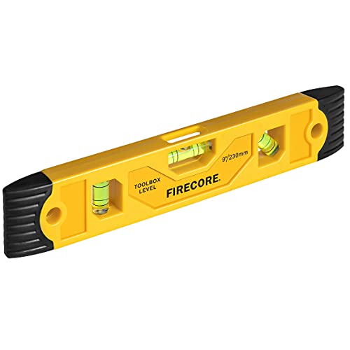 Firecore Magnetic Torpedo Level, 9-Inch Shockproof Toolbox Level with 3 Bubble Spirit Level 45 90 180 Degree