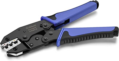 Qibaok Crimping Tool Ratcheting Wire Crimper for Heat Shrink Connectors Ratchet Terminal Crimper Wire Crimp Tool AWG 22-10