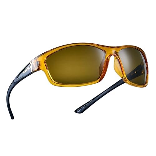 Bnus corning glass lens polarized sunglasses for men italy made (B7248-Crystal Brown/Brown Lens Polarized, Glass lens)