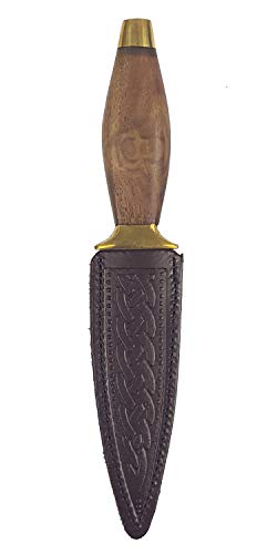 The Celtic Croft Rustic Wood Handled Sgian Dubh (Brown Sheath)