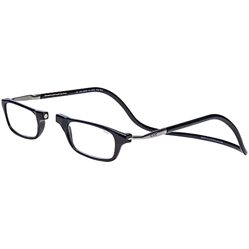 Clic Magnetic Reading Glasses (Long Temples), Computer Readers, Replaceable Lens, Original Long, (M-L, Black, 2.50 Magnification)