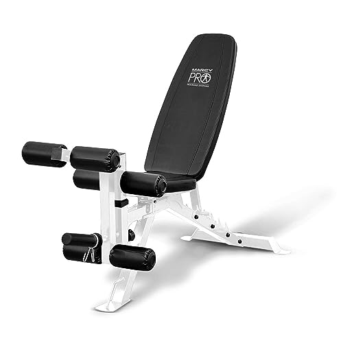 Marcy Pro Foldable and Adjustable Multipurpose Strength and Weight Training Folding Bench for Home and Gyms with Smooth Caster Wheels