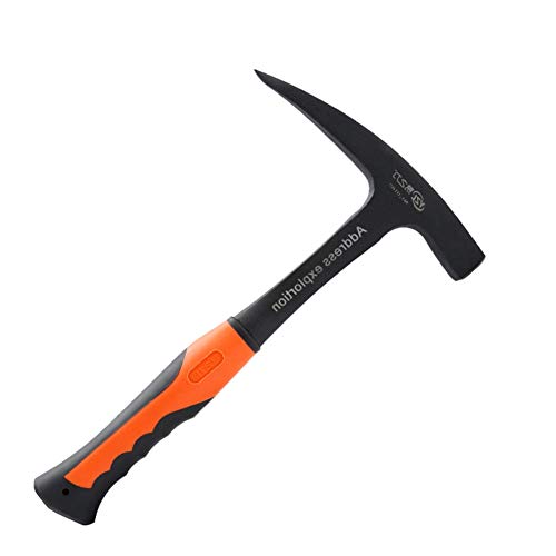 Rock Pick - 28 oz Geological Hammer with Pointed Tip & Shock Reduction Grip - 11.4 Inch
