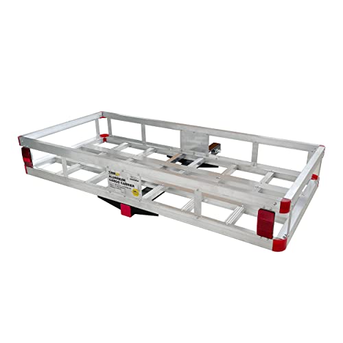 MaxxHaul 70108 Aluminum Cargo Carrier With High Side Rails- Trailer Hitch Mount For RV's, Trucks, SUV's, Vans, Cars With 2' Hitch Receiver - 500-lb Load Capacity, Grey, 49' x 22.5'