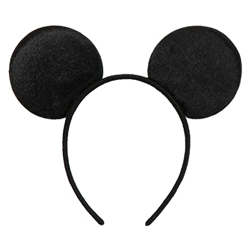 CHuangQi Mouse Ears Headband, Solid Black Plush Ears for Boy & Girl Birthday Party, Party Favors (XC36)