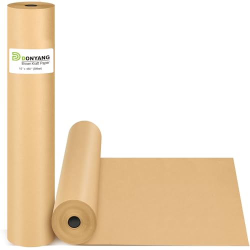 Brown Wrapping Paper, Kraft Paper, Craft Paper Roll 15' x 450', Packing Paper for Moving Supplies, Chart Poster Bulletin Board Paper Roll, Gift Wrap Arts & Crafts, Bouquet Flower Table Runner Wall Art