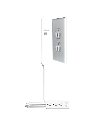 Sleek Socket - The Original & Patented Ultra-Thin Outlet Concealer for Inverted Outlets with Cord Concealer Kit, 3 Outlet Power Strip, 8-Ft Cord, Universal Size (Ideal for Livingrooms & Bedrooms)