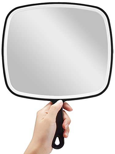 OMIRO Hand Mirror, Extra Large Black Handheld Mirror with Handle, 9' W x 12.4' L