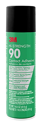 3M Hi-Strength Spray Adhesive 90, 14.6 oz., Industrial Strenght Spray Glue, Dries Clear, Use on Rubber, Glass, Metal, Wood, Foam, Plastic, Cardboard, Fiberglass Insulation, Drywall, and More (90-DSC)
