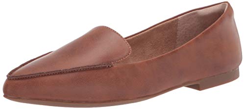 Amazon Essentials Women's Loafer Flat, Chestnut Brown Faux Leather, 6