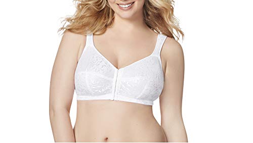 Just My Size Women's Full Figure Easy On Front Close Wirefree Bra MJ1107 , 38D white