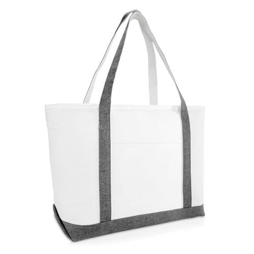 DALIX 23' Premium 24 oz. Cotton Canvas Shopping Tote Bag (Gray)