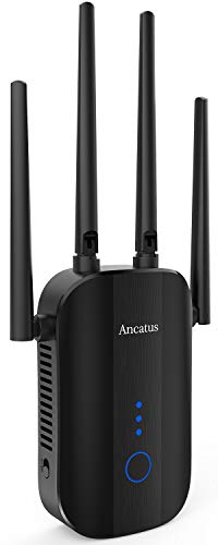 Ancatus-WiFi Extender AC1200, Supports WPS, Covers up to 1200 sq.ft. and 25 Devices, 1200Mbps Dual Band WiFi Booster with External Antennas, WiFi Repeater, Repetidor de Señal, Wall Plug Design(A2)