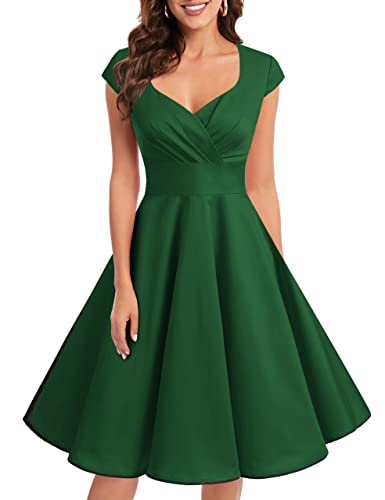 Green Vintage Cocktail Women Formal Wedding Tea Party 1950s Retro Rockabilly Pinup Swing Dress Green L