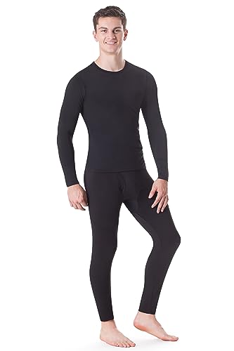 Rocky Thermal Underwear for Men (Long Johns Thermals Set) Shirt & Pants, Base Layer (Black - Standard Weight/Medium)