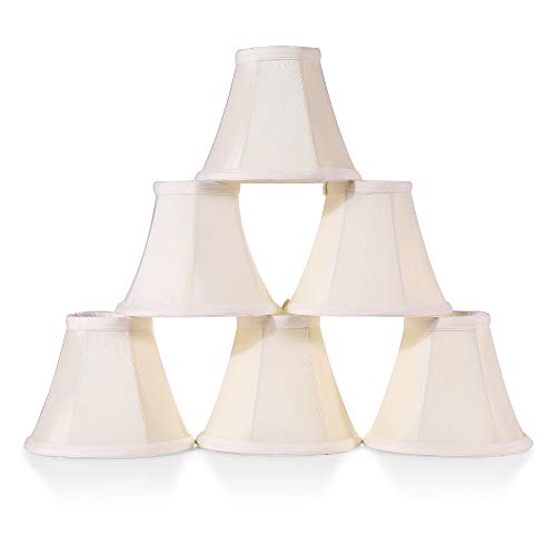 Wellmet Chandelier Shades, ONLY FOR CANDELABRA BULBS, Clip-on Fitter Lamp Shades, 3' X 6' X 5', 6 pcs Set