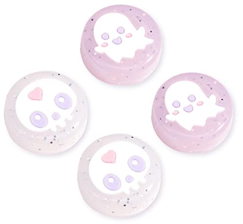 BelugaDesign Ghost Thumb Grips | Halloween Gothic Clear Jelly Glitter Joystick Grip Button Caps | Compatible with Nintendo Switch Standard Lite OLED
