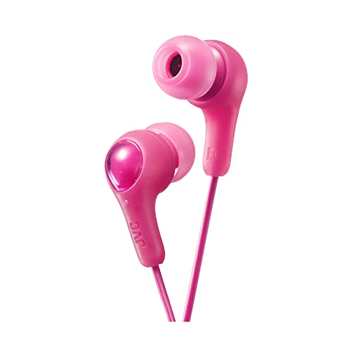 JVC Gumy in Ear Earbud Headphones with Paper Package, Powerful Sound, Comfortable and Secure Fit, Silicone Ear Pieces S/M/L - HAFX7PN (Pink)