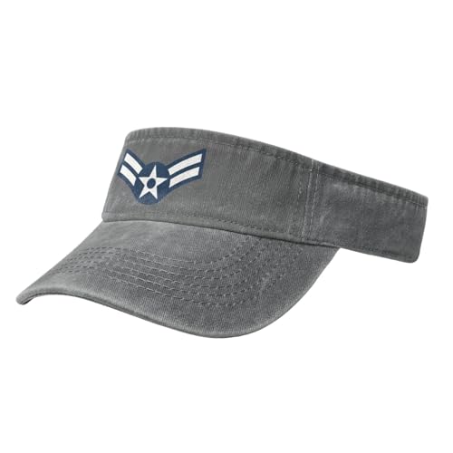 E3 USAF Am1 Sun Visor Hats for Women Men Adjustable Sports Sun Hats Cotton Golf Cap Gray