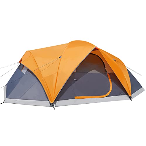 Amazon Basics 8 Person Dome Camping Tent With Rainfly - 15 x 9 x 6 Feet, Orange And Grey