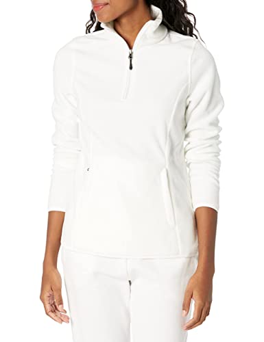 Amazon Essentials Women's Classic-Fit Long-Sleeve Quarter-Zip Polar Fleece Pullover Jacket (Available in Plus Size), Bright White, Medium
