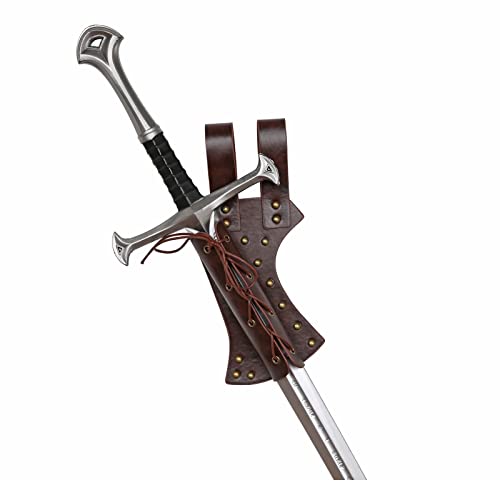HZMAN Leather Sword Frog LARP Medieval Sword Belt Costume Accessory Rapier Knight Sword Holster（Longsword not Included） Brown