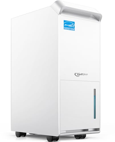 Vellgoo 4,500 Sq.Ft Energy Star Dehumidifier for Basement with Drain Hose, 52 Pint DryTank Series Dehumidifiers for Home Large Room, Intelligent Humidity Control