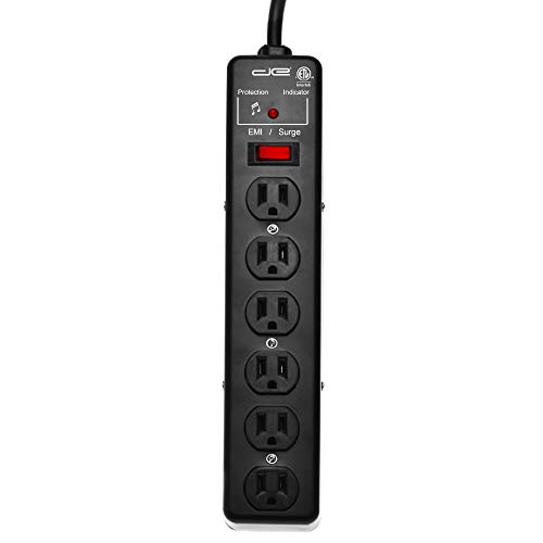 Digital Energy EMI Sound Filter/Noise Reducer - 25 Foot Long 14/3 Cable - 6 Outlet Metal Studio Surge Protector Power Strip | 1200 Joule, Heavy Duty Construction