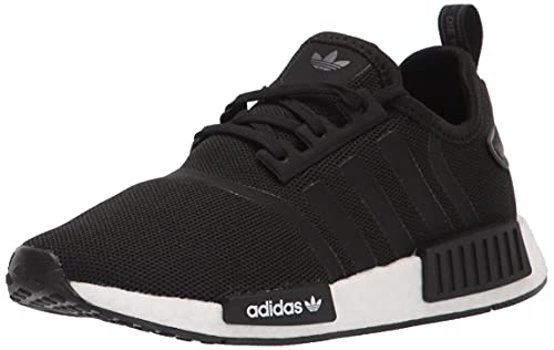 adidas Originals NMD_R1 Primeknit Skate Shoe, Black/Black/White, 4.5 US Unisex Big Kid