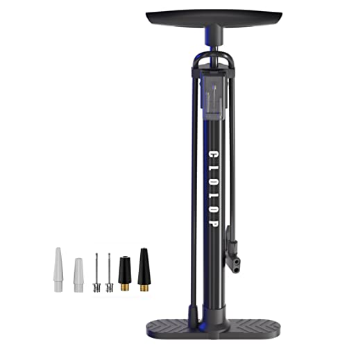 CLOLOP Portable Bike Pump, Bicycle Floor Pump Stand Pump Ball Pump with Presta & Schrader Valves for Bike Tyre, Sports Ball Balloons Swimming Rings etc. (Classic)