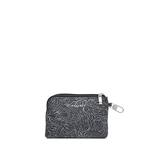 Baggallini womens On the Go Daily RFID Pouch, Midnight Blossom Print, Black US