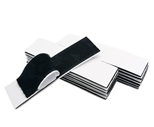 JEWOSTER 20 Sets Hook and Loop Strips with Adhesive 1x4 inch, Strong Back Adhesive Fasten Mounting Tape for Home or Office Use,Double Sided Strips - Instead of Holes and Screws, Black