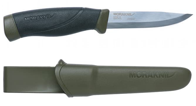 Morakniv Companion Heavy-Duty Sandvik Carbon Steel Fixed-Blade Knife with Sheath, 4.1 Inch
