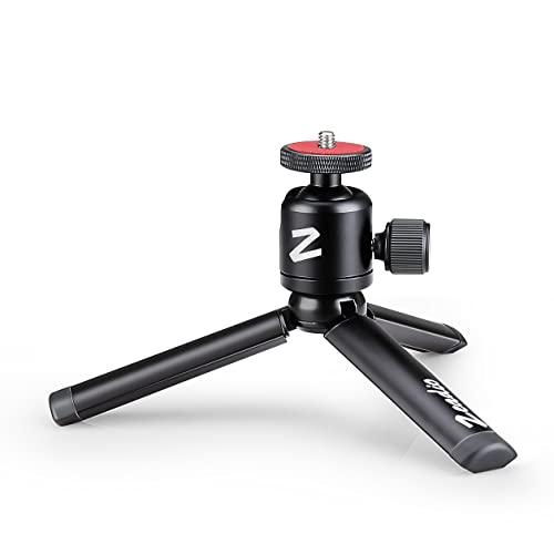 Zeadio Metal Mini Tripod + Ball Head Mount, with 1/4 Inch Screw Desktop Tabletop Stand Tripod, Fits for Smooth 4, Osmo Mobile, Vimble 2, Gimbal Handle Grip Stabilizer and All Cameras