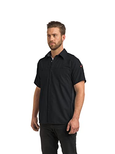 Red Kap Men's Short Sleeve Performance Plus Shop Shirt with OilBlok Technology, Black with Charcoal Mesh, X-Large