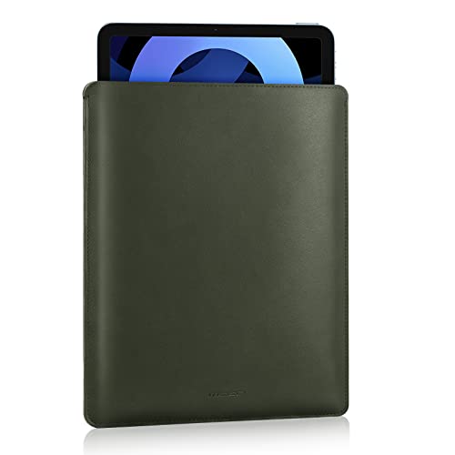 MoKo 9-11 Inch Tablet Sleeve, PU Leather Briefcase Slim Stylish Case Fits iPad Air 5/4th 10.9 2022/2021, iPad Pro 11 M2/M1 2022/2021,iPad 9/8/7th Gen 10.2,iPad Air 3 10.5,Tab S8/S9 11', Midnight Green