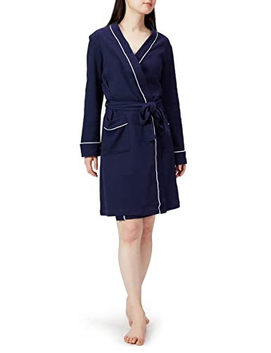 Amazon Essentials Women's Lightweight Waffle Mid-Length Robe (Available in Plus Size), Navy, Medium