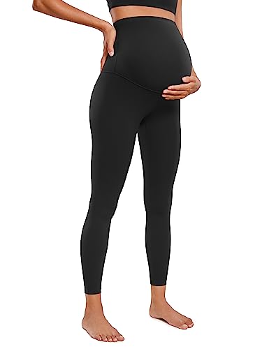 CRZ YOGA Womens Butterluxe Maternity Leggings Over The Belly 25' - Buttery Soft Workout Activewear Yoga Pregnancy Pants Black X-Small