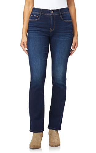 Angels Forever Young 360 Sculpt Women's Fashion Bootcut Jeans with Contoured Stretchy Waistband, Zipper Fly, 5-Pocket Denim Construction, Machine Wash Safe, in Angela, 12 Short