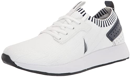 Nautica Men's Comfortable Casual Athletic Lace-Up Sneakers | Lightweight and Fashionable Walking Shoes for Everyday Wear-Rembold-White Knit Size-10.5