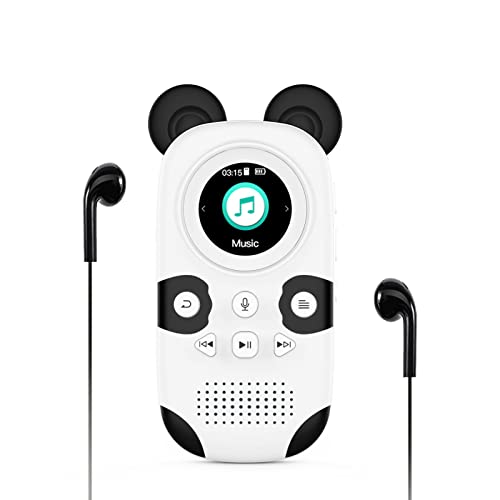 RUIZU 64GB MP3 Player for Kids, Cute Panda Portable Music Player MP3, Child MP3 Player with Bluetooth 5.0, Speaker, FM Radio, Voice Recorder, Alarm Clock, Stopwatch, Pedometer, Support up to 128GB