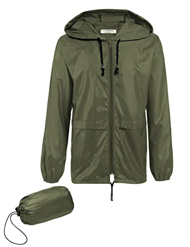 COOFANDY Men's Rain Jacket with Hood Waterproof Lightweight Packable Raincoat